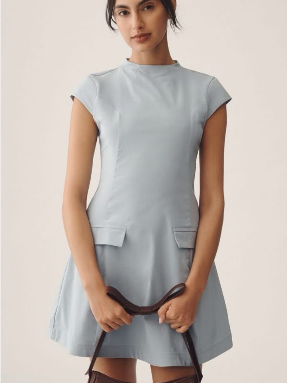 Maeve by Anthropologie Light Blue Cap Sleeve A-Line Dress